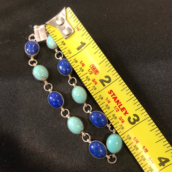 JAY KING DTR Lapis Lazuli Turquoise Cabochon Sterling Silver Tennis Bracelet - Picture 4 of 7